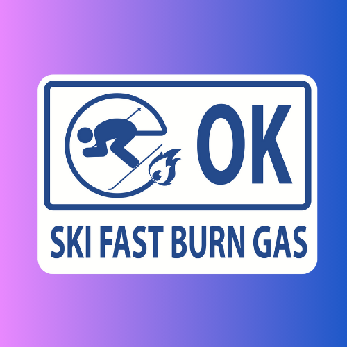 Ski Fast Burn Gas Logo & Text Sticker